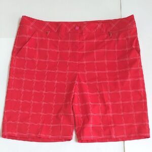 Plus Ladies EP Pro Red Plaid Quick Dry 5 Pocket Golf Shorts 9" Inseam Size 18